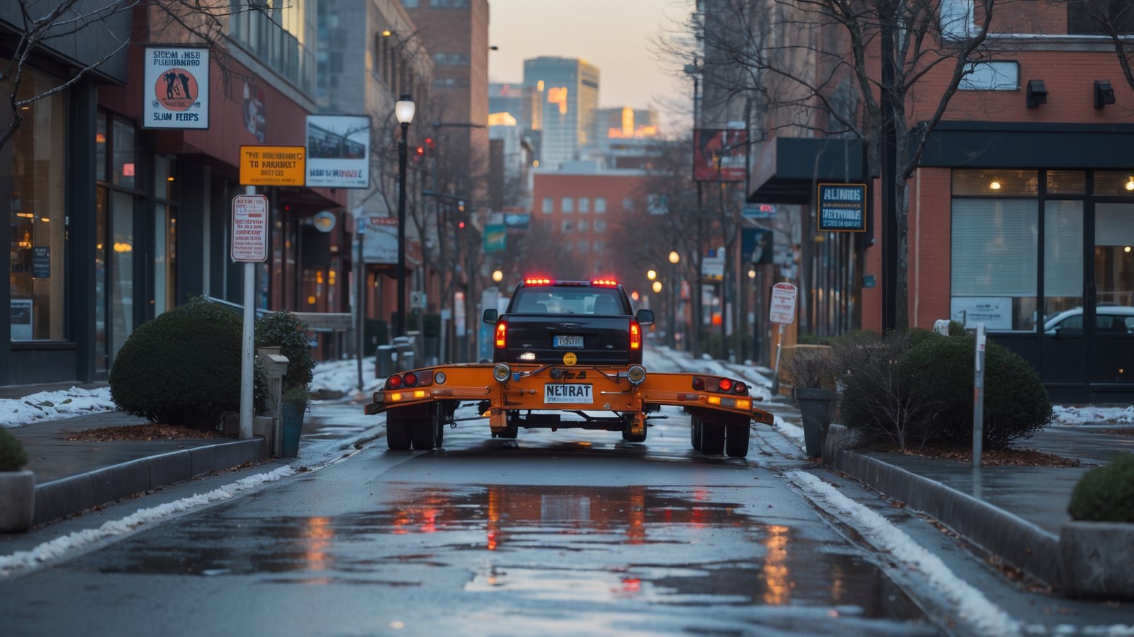 Professional flatbed towing service securing luxury car in Seattle area