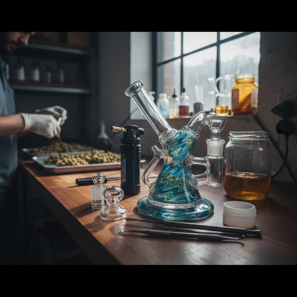 Quality dab rigs and wax tools displayed at Ortona smoke shop with price tags