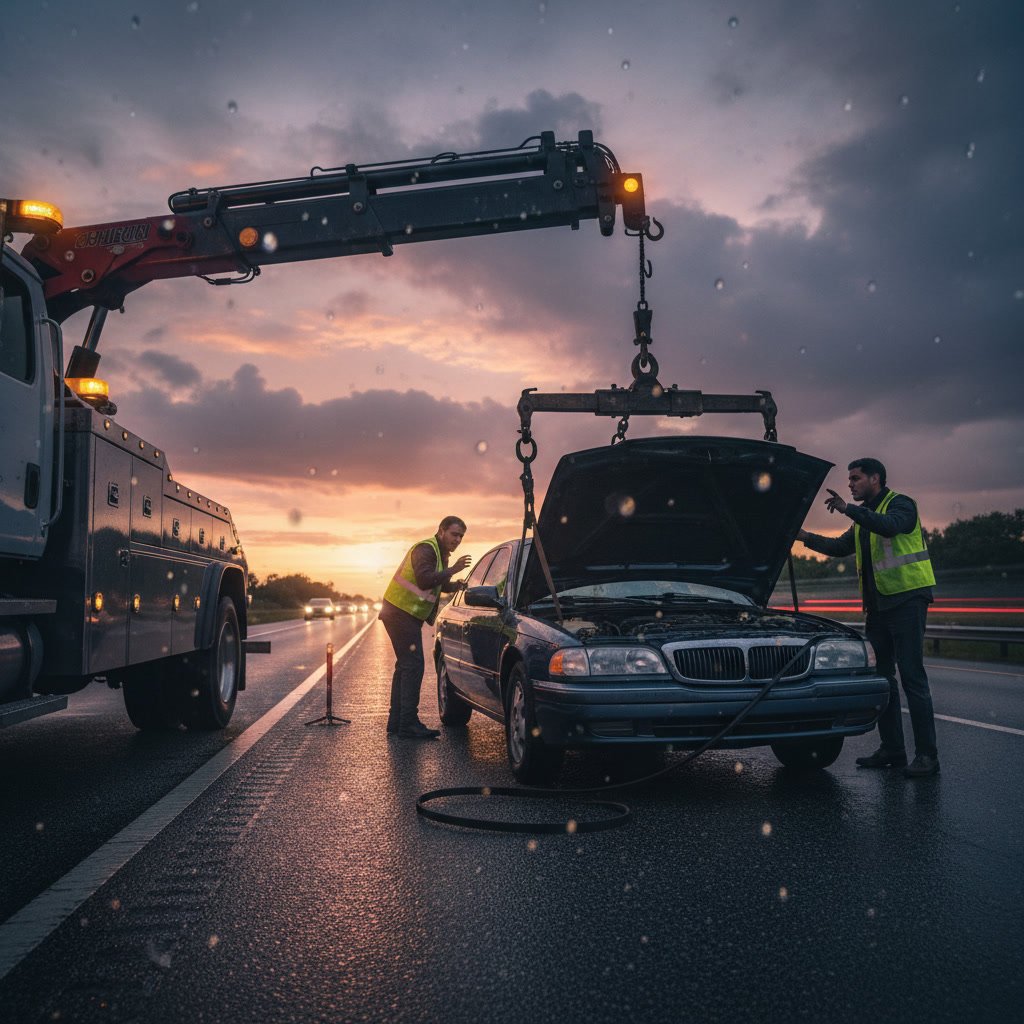 Tow truck loading a broken down vehicle in Seattle