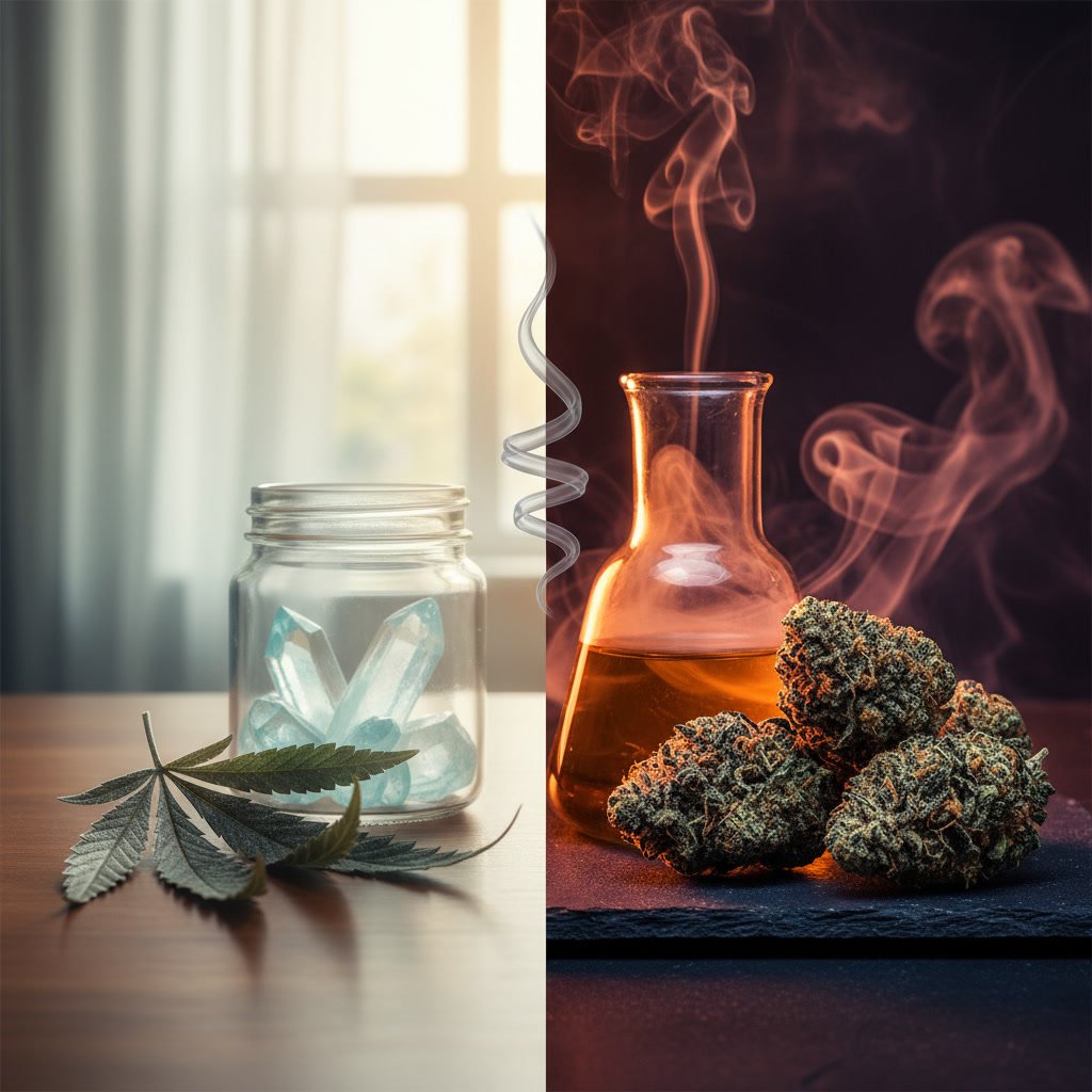 Delta 8 and Delta 9 THC product comparison showing potency differences