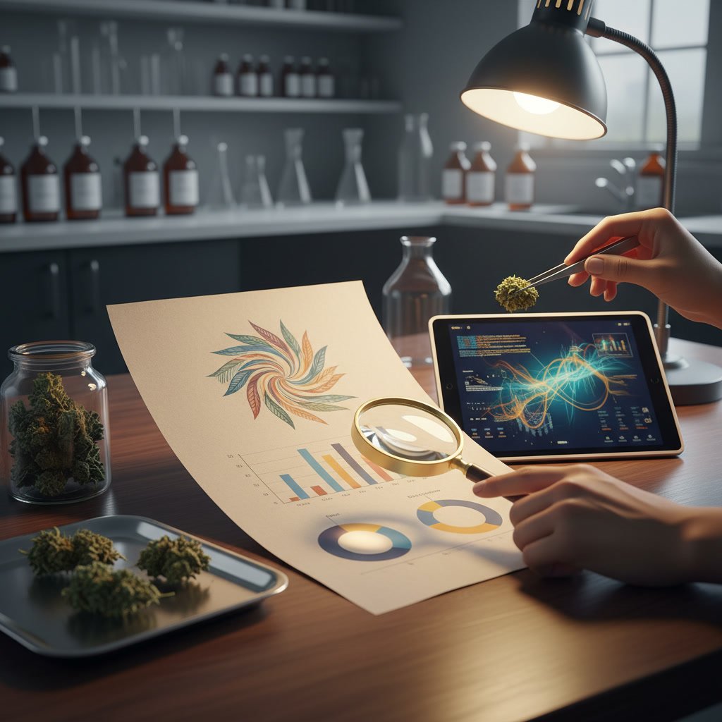Customer scanning QR code on cannabis packaging to access certificate of analysis and verify lab testing resul